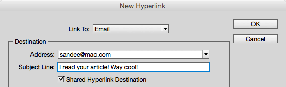 add email link to pdf indesign