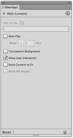 web content options with Allow User Interaction selected