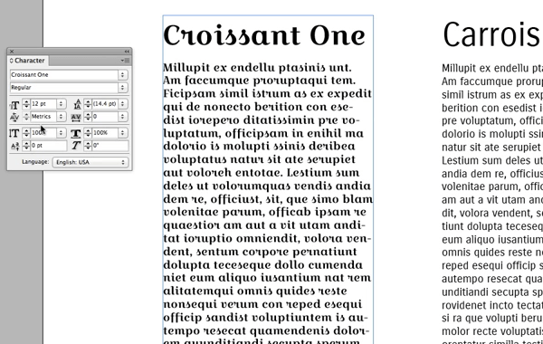font display in InDesign