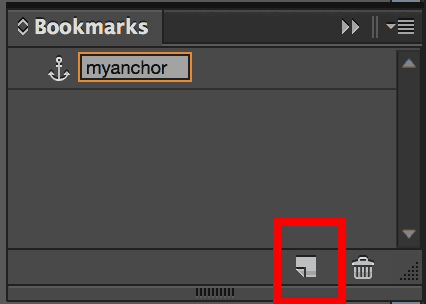 new bookmark in the bookmarks panel