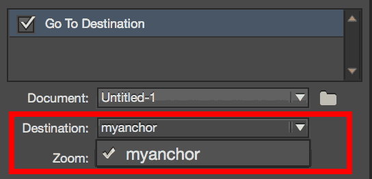 myanchor destination selected