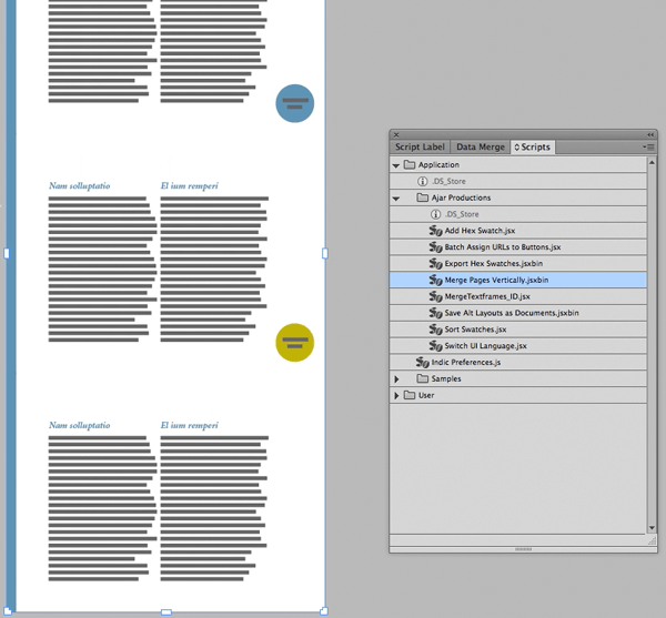 the completed results of the script - a merged tall page