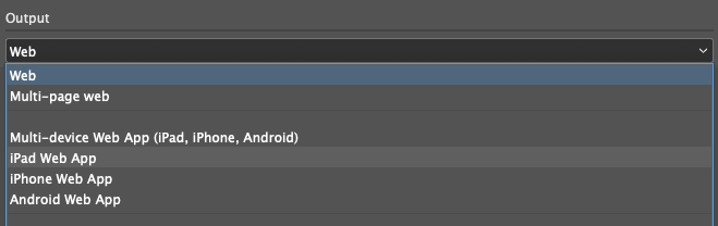 output menu options