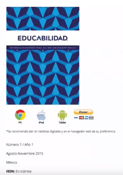 educabilidad landing page for different versions