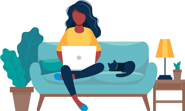 woman with computer on couch