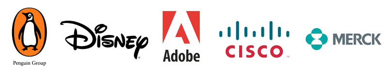 Adobe, Disney, Merck, Cisco, Pearson, Penguin